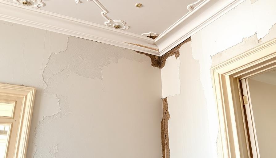Angle de mur avec traces d'humidité et dégradations