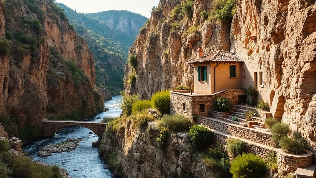 Maison en pierre dans les gorges de l'Ardèche