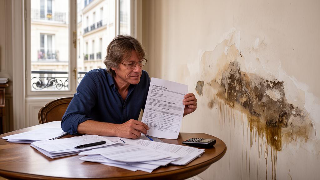 Déclaration de sinistre dégât des eaux auprès de l'assurance habitation avec documentation photographique