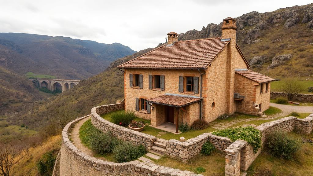 Maison en pierre sur les causses de l'Aveyron