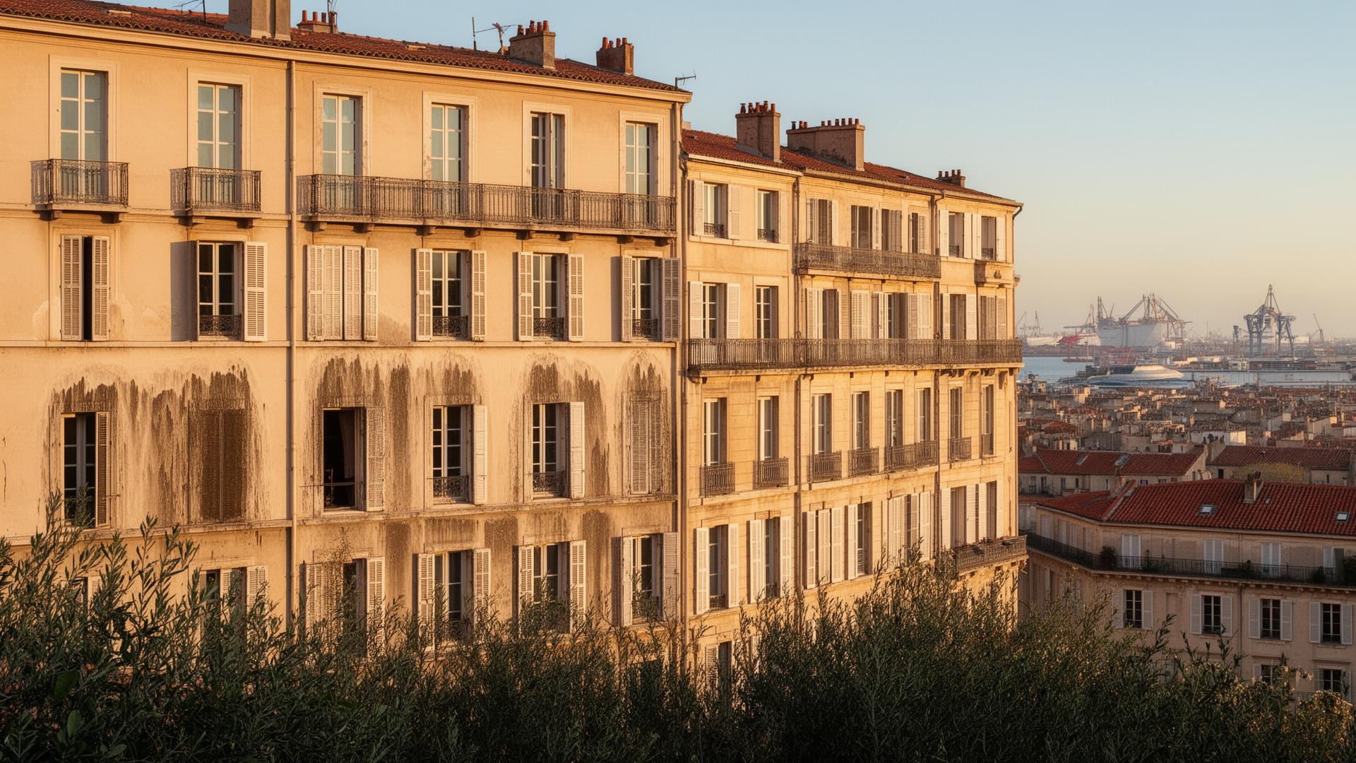 Bâti provençal typique des Bouches-du-Rhône face à la Méditerranée