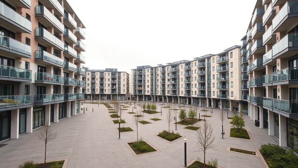 Résidences modernes dans le quartier planifié de Cergy