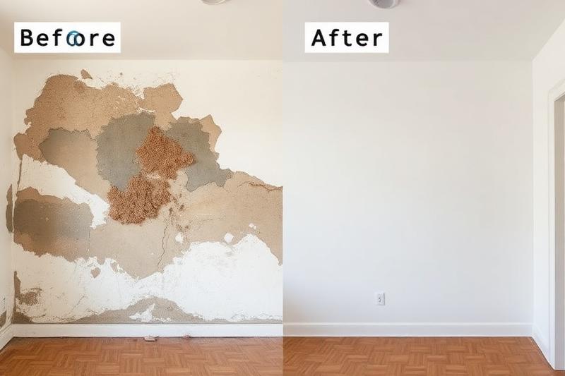 Comparaison avant et après traitement d'un mur contaminé par des champignons