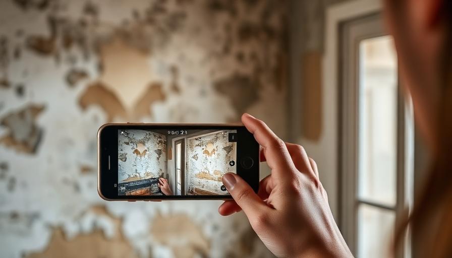 Personne photographiant un mur humide avec un smartphone pour documenter les dégâts
