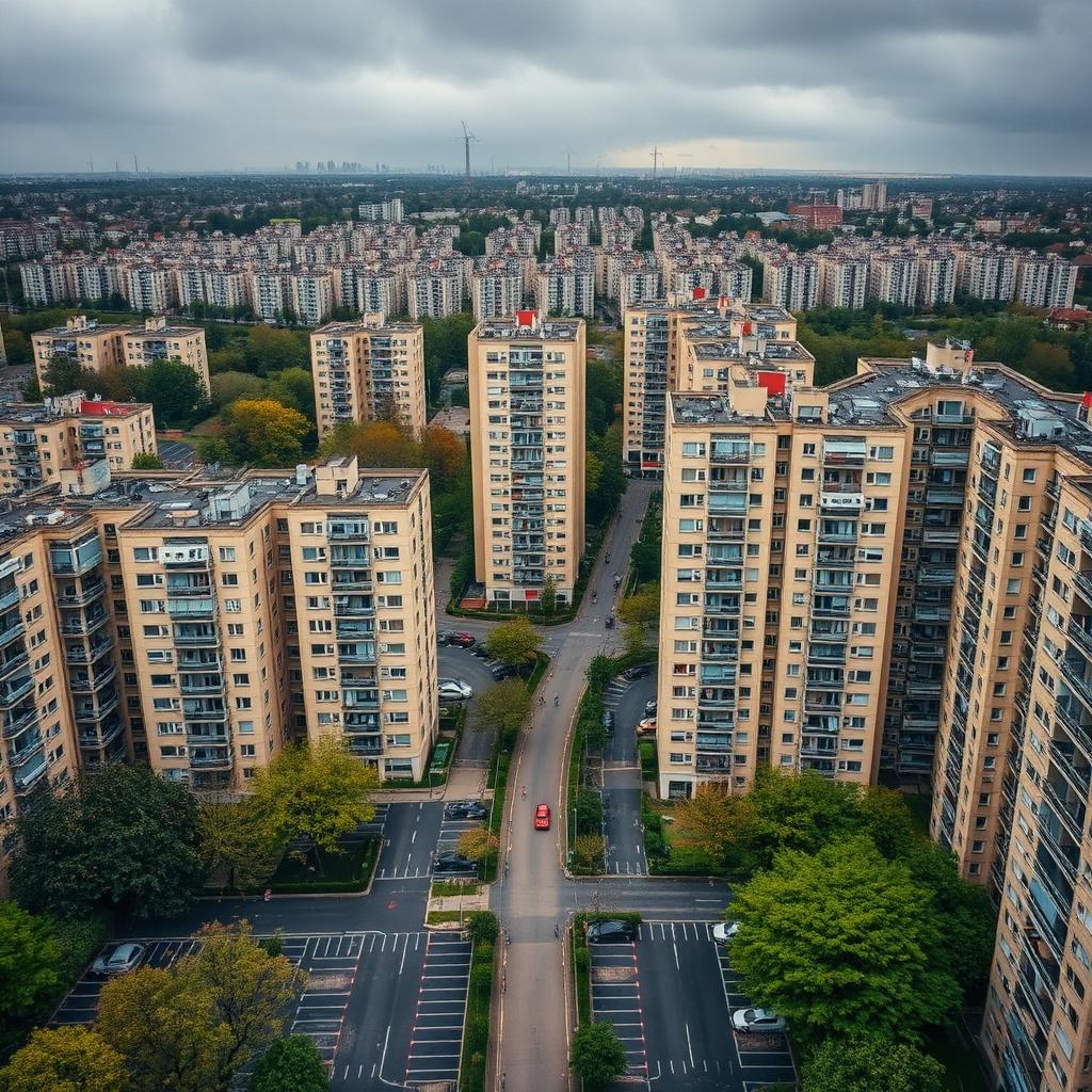 Vue aérienne de la densité urbaine et des ensembles résidentiels à Créteil