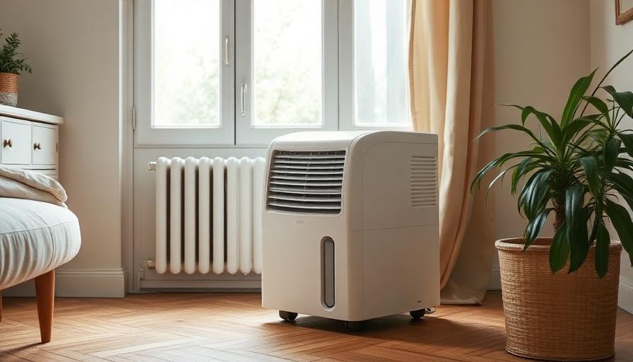 Déshumidificateur en fonctionnement dans une pièce humide