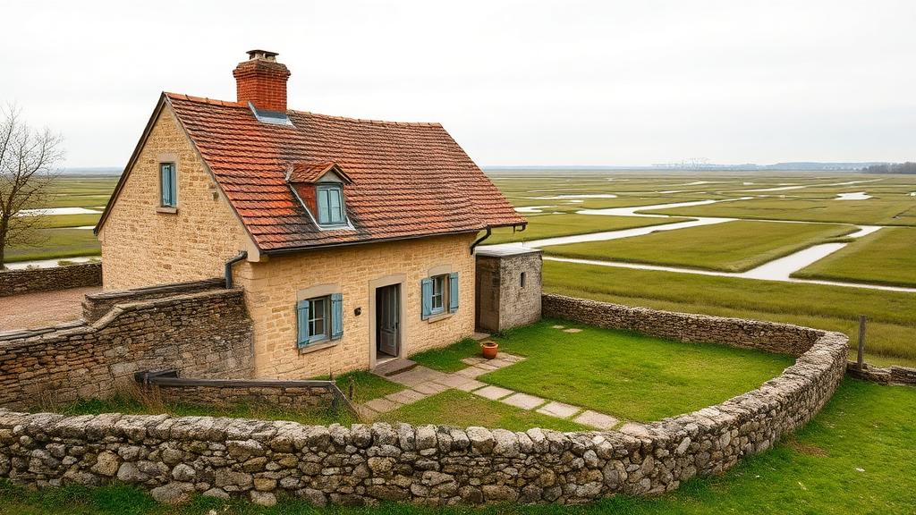 Maison en pierre dans le Marais poitevin des Deux-Sèvres