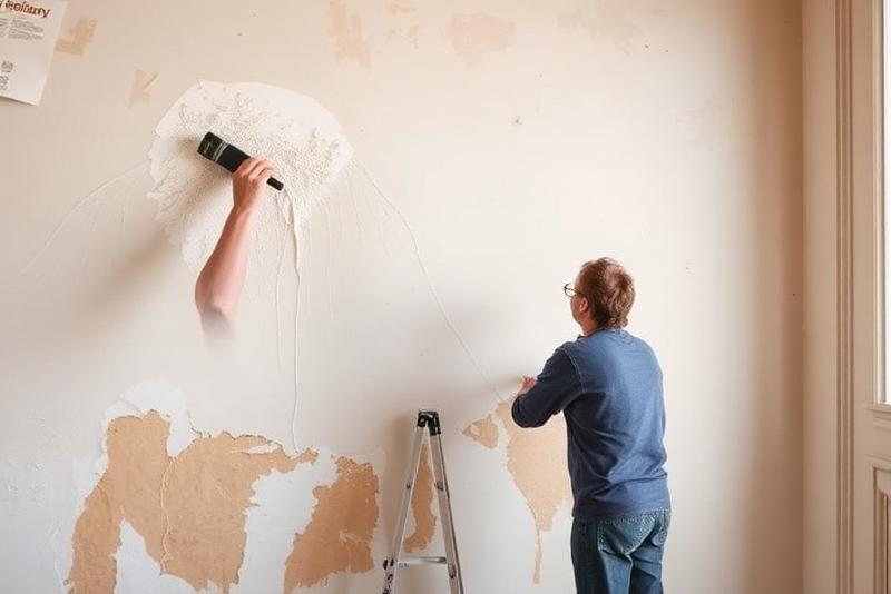 Personne repeignant un mur humide avec de la peinture qui va cloquer — erreur fréquente face à l'humidité