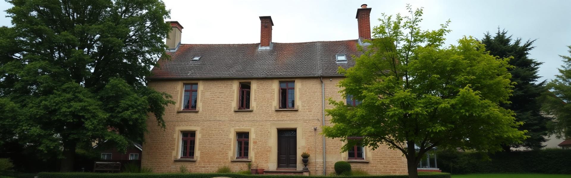 Maison traditionnelle en Essonne avec problèmes d'humidité visibles sur les murs