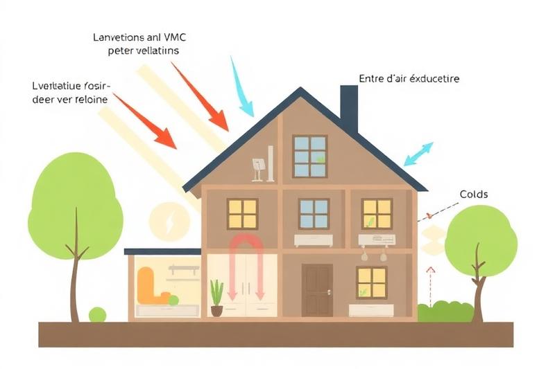 Schéma de la circulation de l'air dans une maison ventilée pour prévenir les champignons