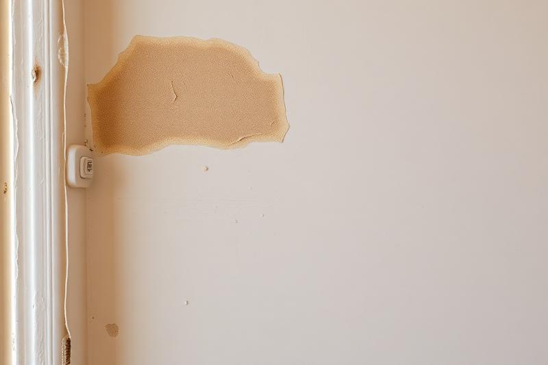 Mur intérieur présentant les premiers signes d'humidité : peinture dégradée et traces de condensation