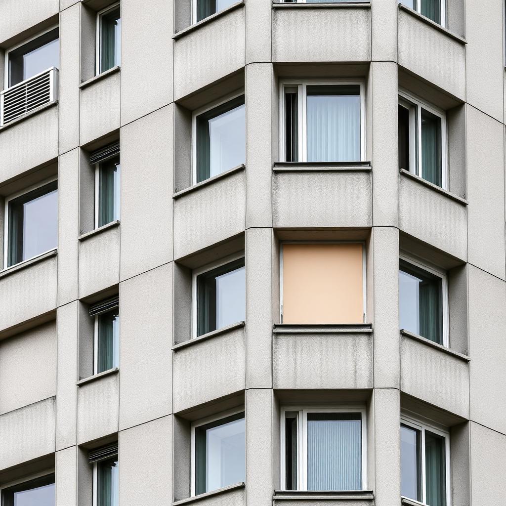 Façade en béton préfabriqué d'un immeuble collectif à Évry