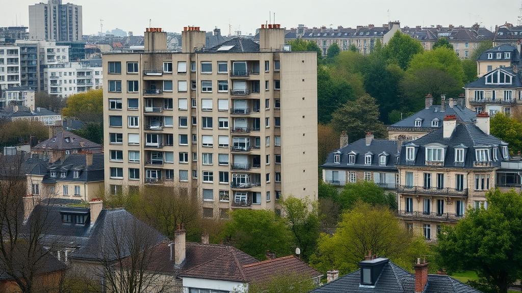 Paysage urbain mixte à Ivry-sur-Seine — grand ensemble en béton et immeubles anciens