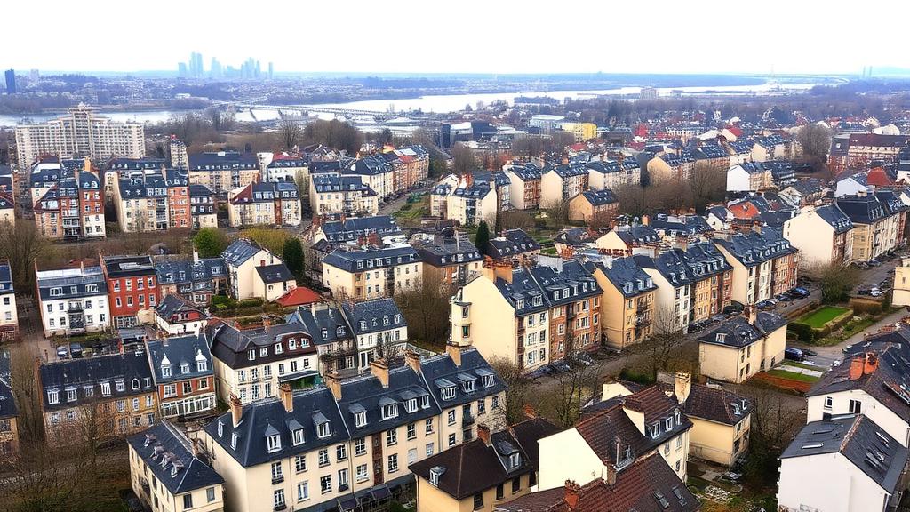 Habitat urbain dense à Ivry-sur-Seine en bord de Seine, Val-de-Marne