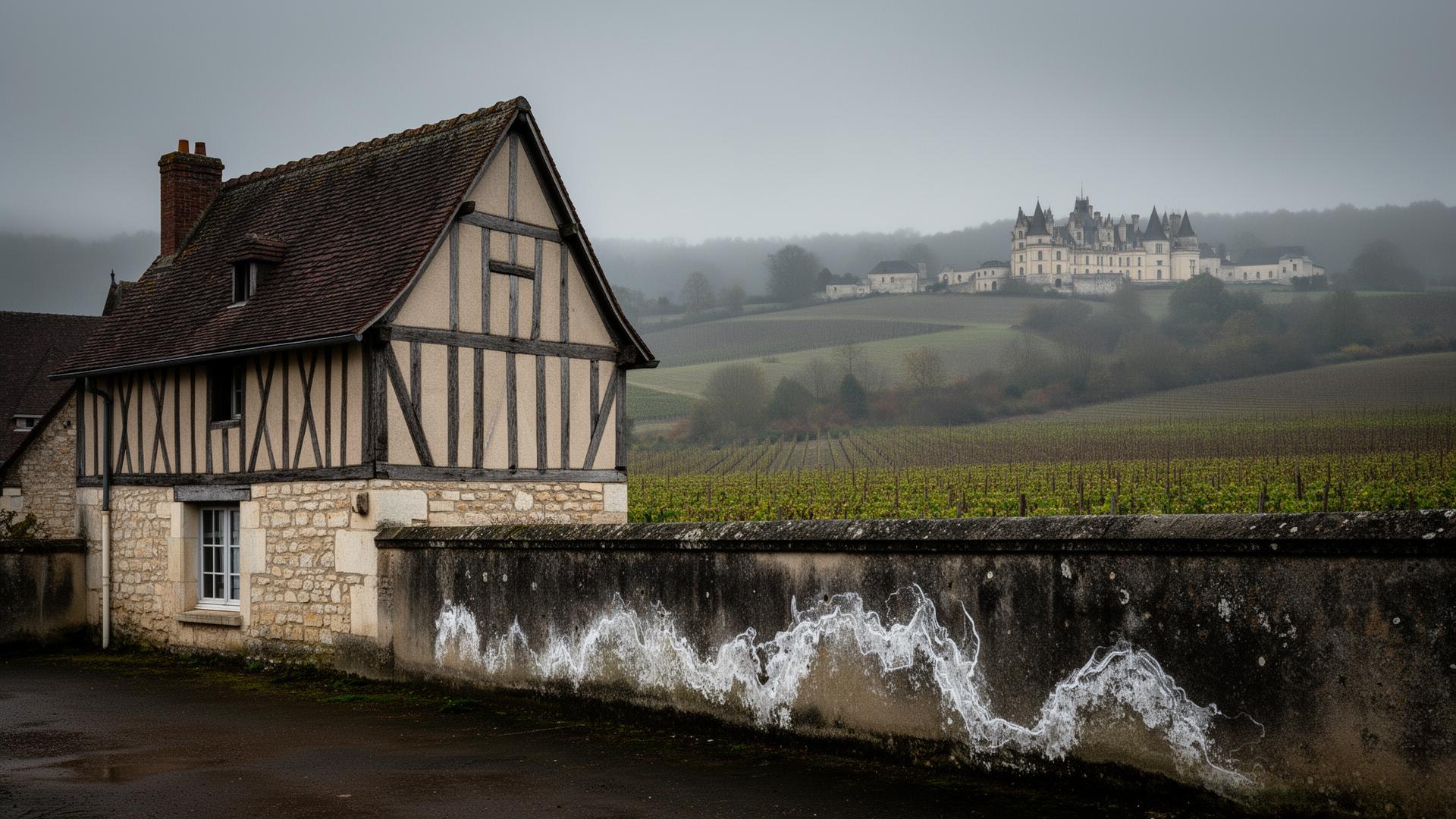 Paysage du Loir-et-Cher avec maison traditionnelle solognote