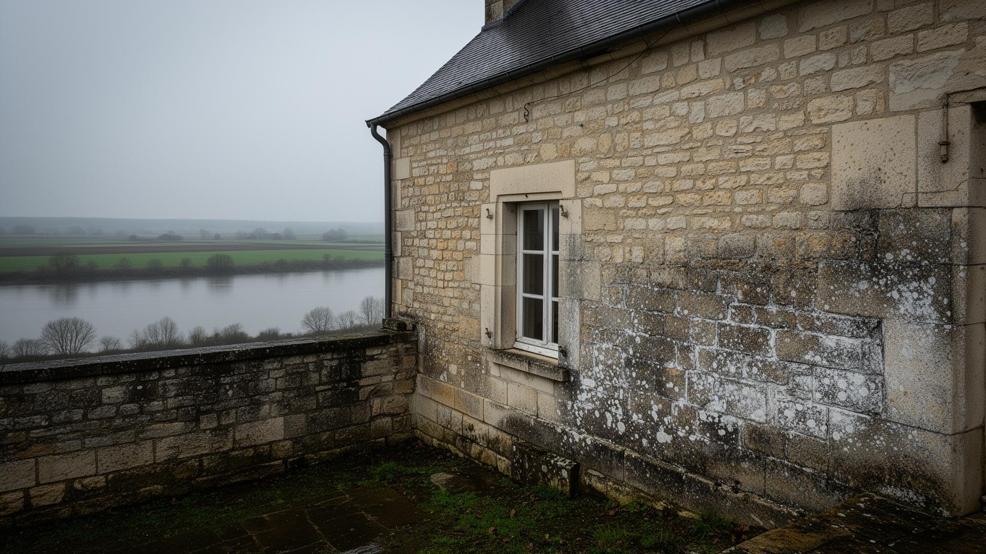 Paysage du Loiret avec maison traditionnelle en pierre près de la Loire