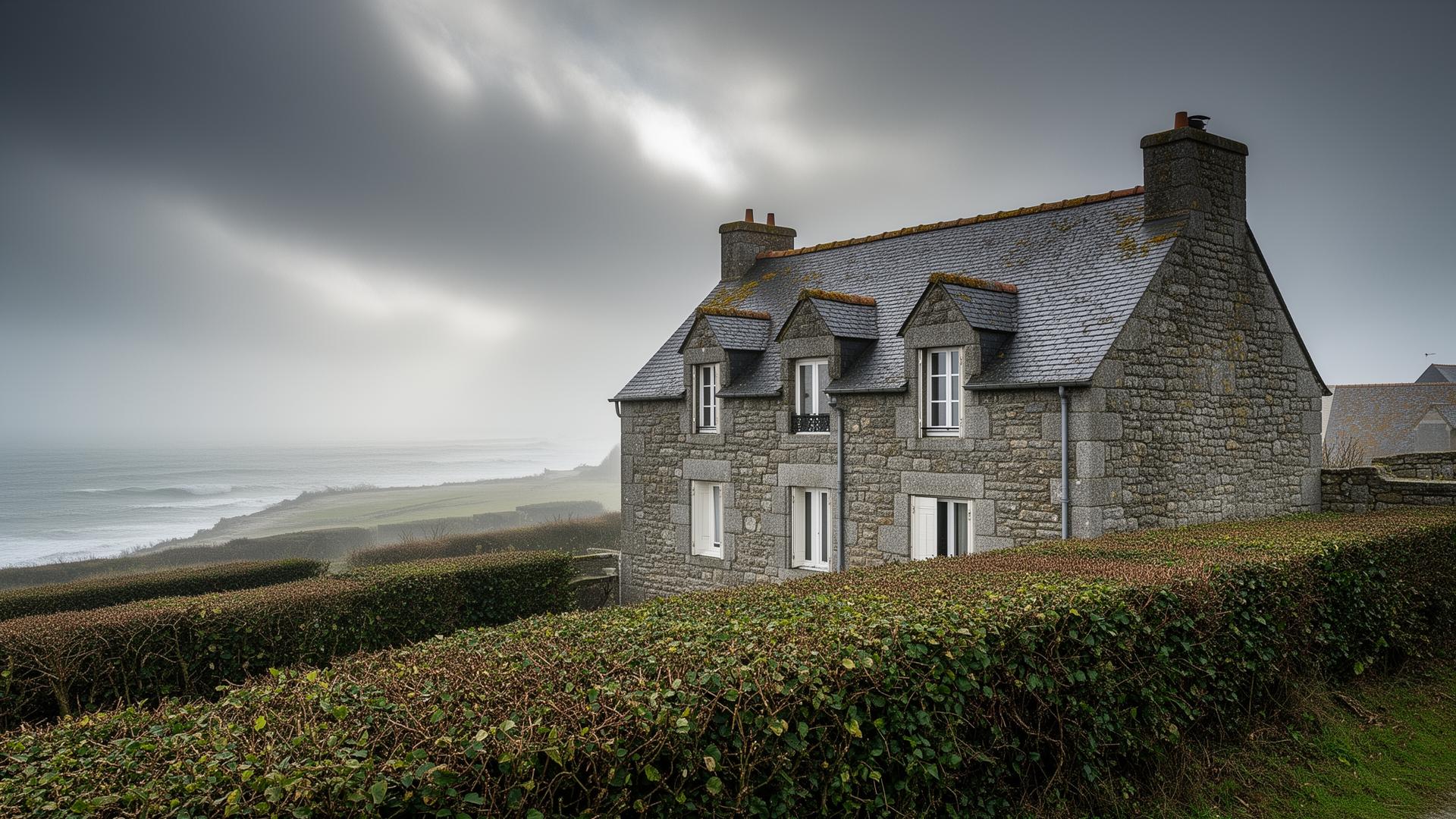 Maison en pierre sur le littoral de la Manche