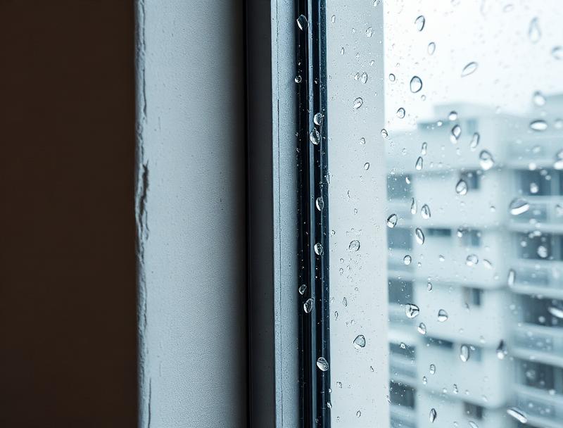 Condensation sur fenêtre d'un logement moderne — gouttelettes sur surface froide