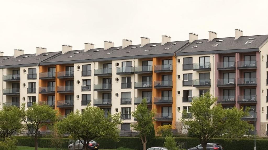 Résidences collectives modernes en zone urbaine planifiée