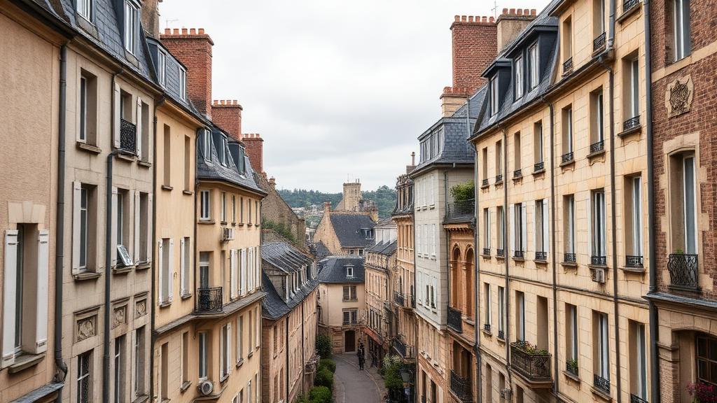 Rues résidentielles du centre ancien de Melun en bord de Seine