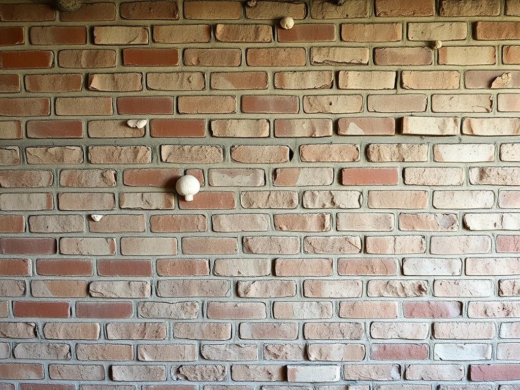 Mur en brique avec traces d'humidité dans une maison du Nord
