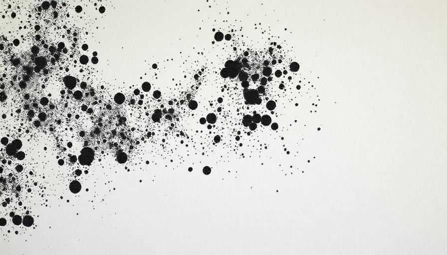 Moisissures noires sur un mur blanc, source de spores allergisantes dans l'air intérieur