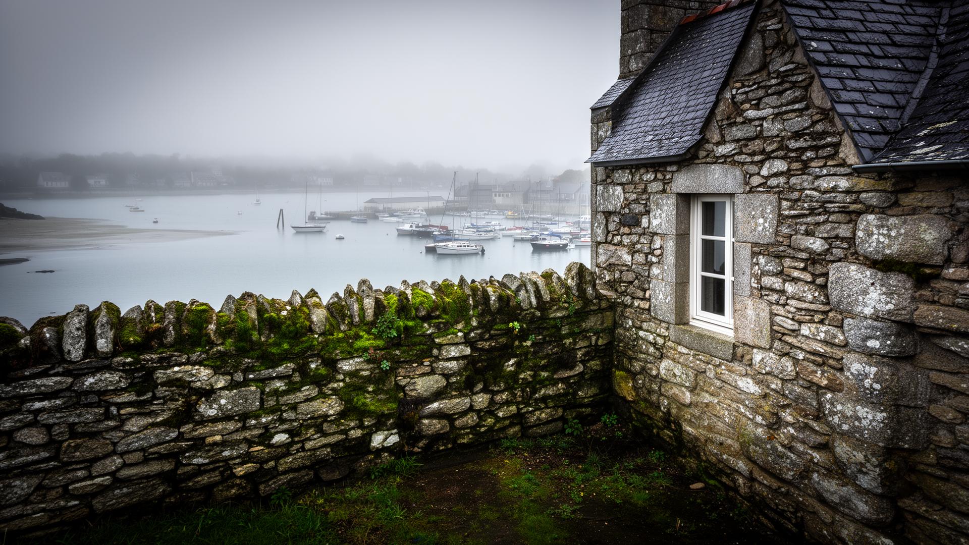 Golfe du Morbihan avec maison traditionnelle en granite et atmosphère maritime