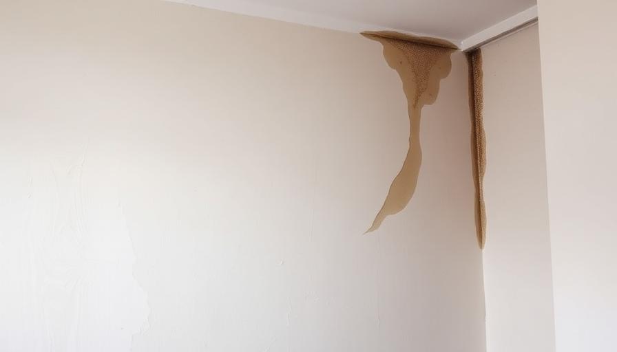 Mur intérieur d'un appartement avec traces d'humidité provenant du logement voisin au-dessus