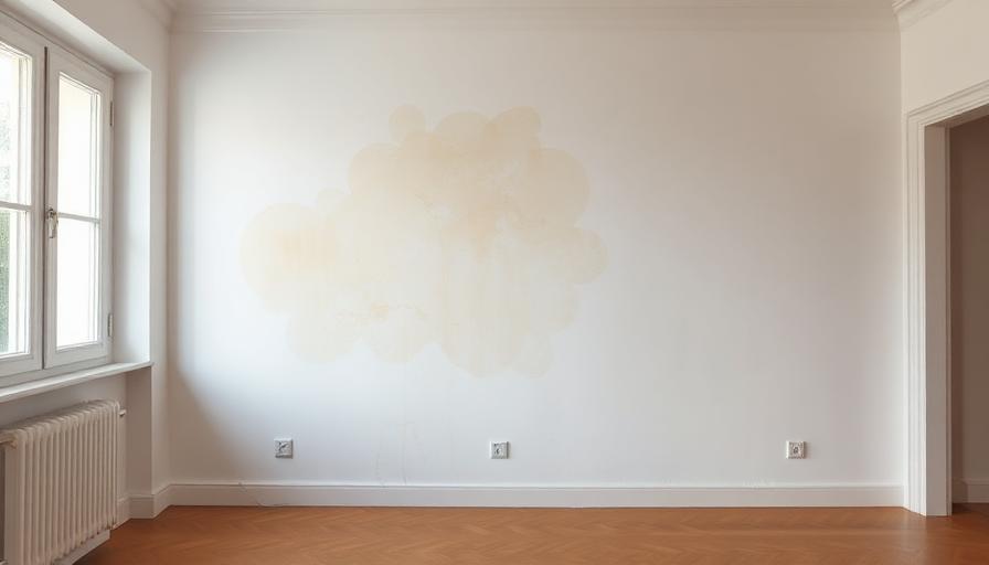 Mur intérieur avec traces d'humidité après un dégât des eaux