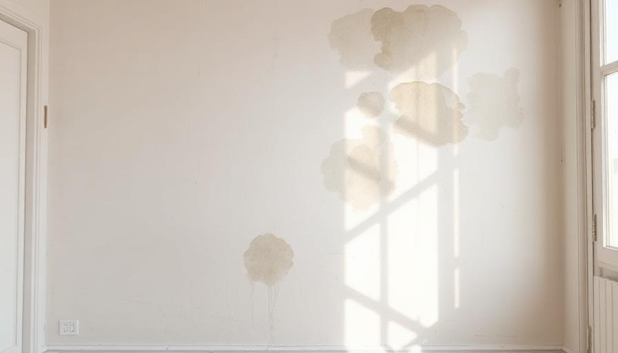 Mur intérieur avec traces d'humidité visibles après une fuite d'eau