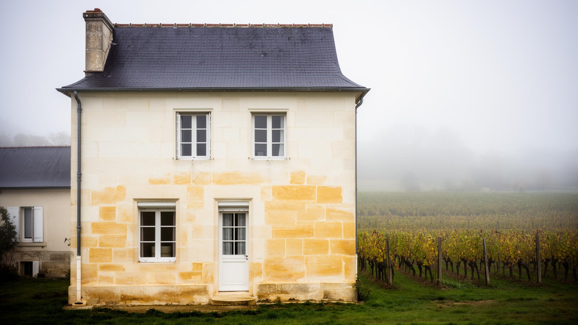 Maison traditionnelle en tuffeau des bords de Loire avec vignobles