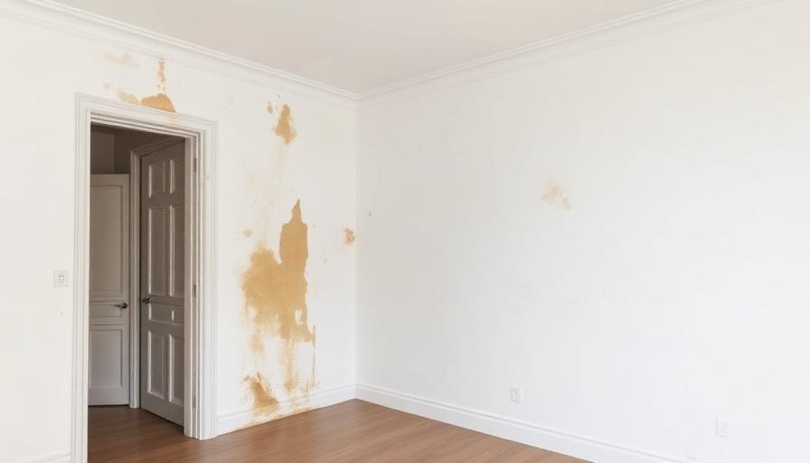Pièce avec traces d'humidité visibles sur les murs