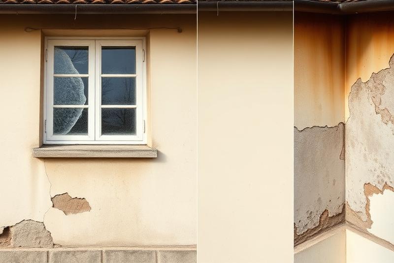 Les 4 types de dégâts d'humidité sur une maison : infiltrations façade, dégradation des enduits, condensation et remontées capillaires