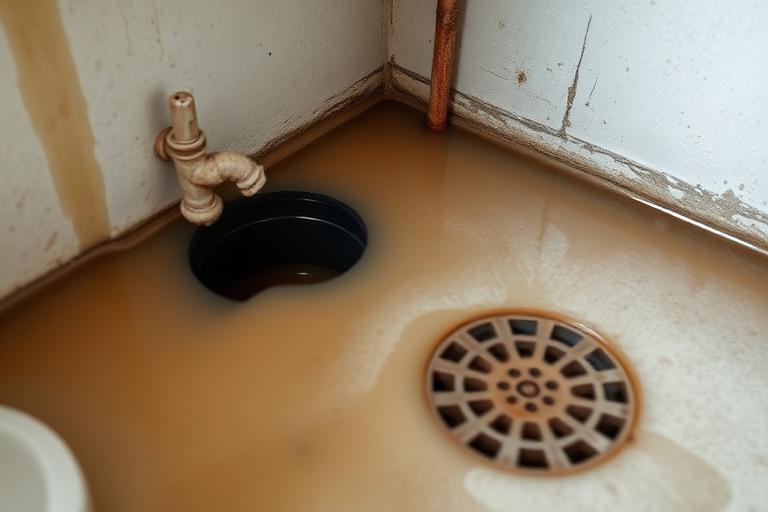 Refoulement d'eaux usées par un siphon de sol dans un sous-sol inondé