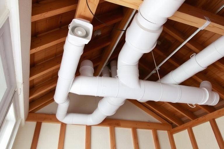 Schéma de circulation d'air dans un logement avec VMC : extraction dans les pièces humides, entrée d'air dans les pièces sèches