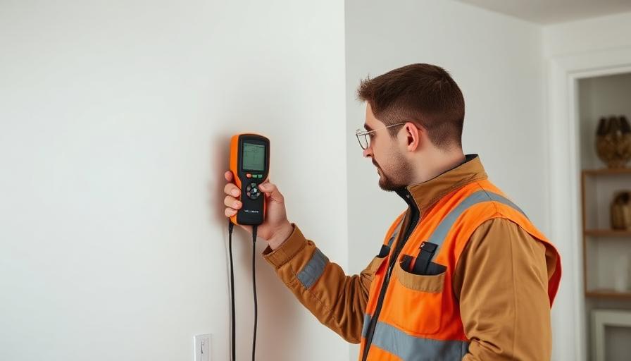 Technicien mesurant le taux d'humidité dans un logement