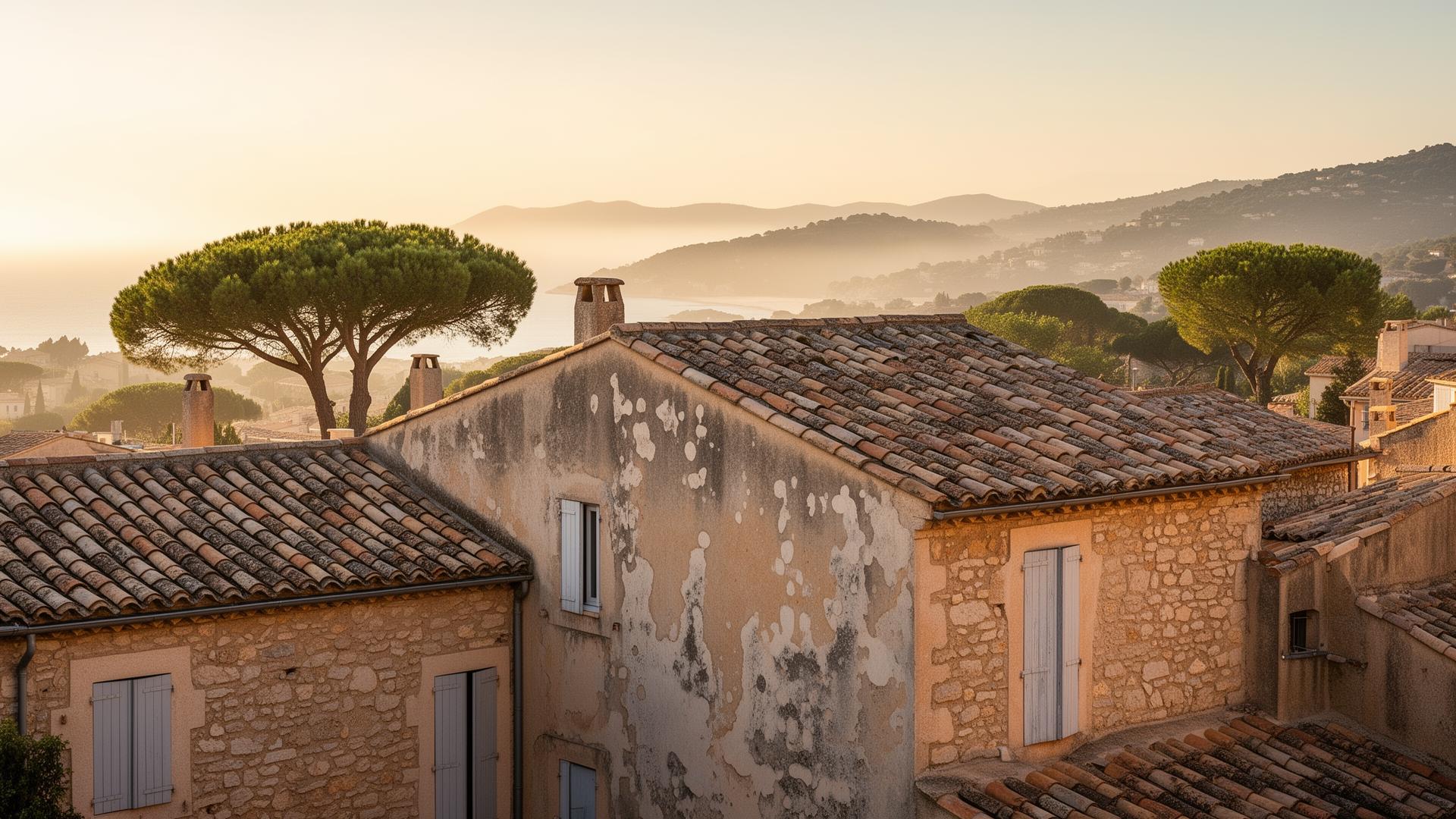Maison provençale traditionnelle dans le Var avec collines méditerranéennes