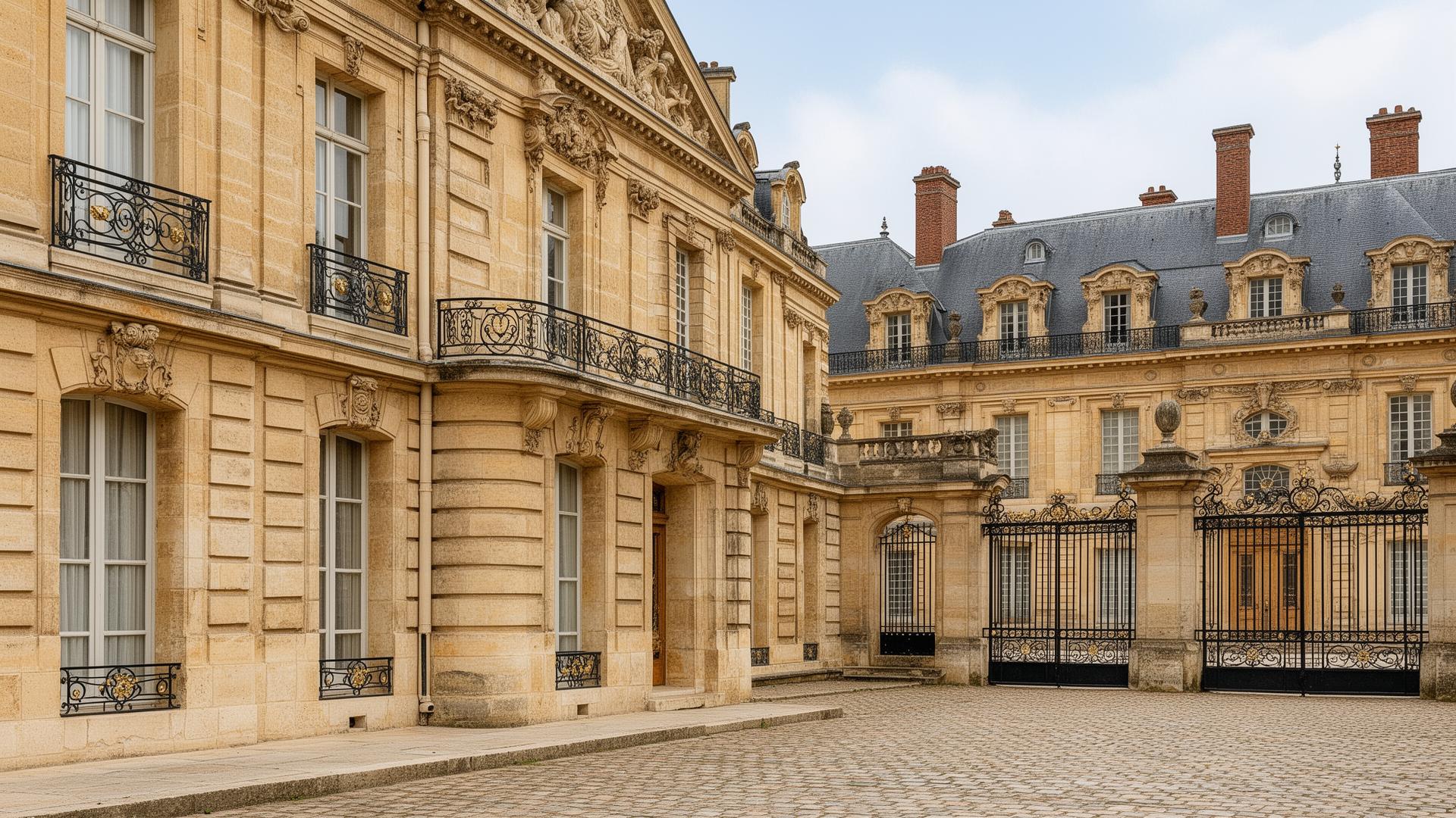 Façades en pierre de taille dans le centre historique de Versailles